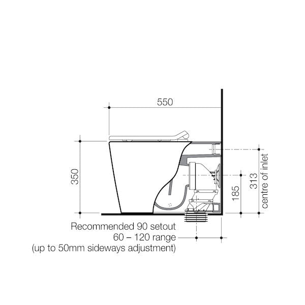 Liano Junior Cleanflush Wall Faced Back Inlet Pan