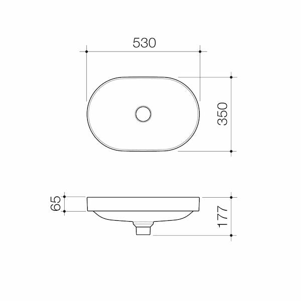 Liano II 530mm Pill Inset Basin – White