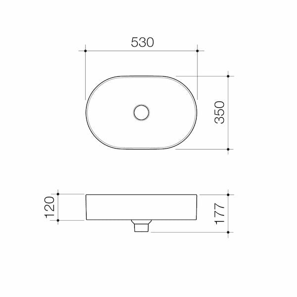 Liano II 530mm Pill Above Counter Basin – White