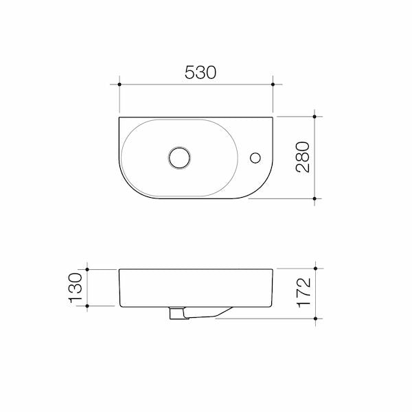 Liano II Hand Wall Basin (1 Tap Hole) – White