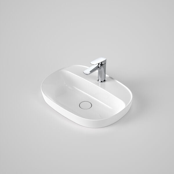 Contura II 530mm Inset Basin with Tap Landing (1 Tap Hole) - White