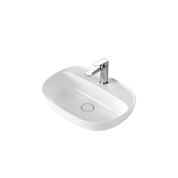 Contura II 530mm Inset Basin with Tap Landing (1 Tap Hole) - White