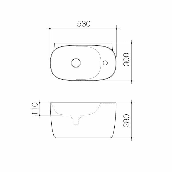 Contura II Hand Wall Basin (1 Tap Hole) - White