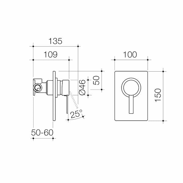 Liano Bath/Shower Mixer Rectangular Plate