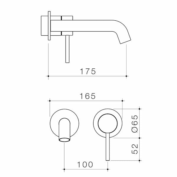 Liano II 175mm Wall Basin / Bath Trim Kit - 2 x Round Cover Plates - Brushed Brass