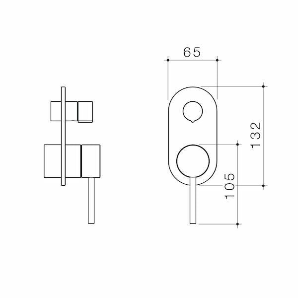 Liano II Bath / Shower Mixer With Diverter Trim Kit - Rounded Cover Plate - Chrome