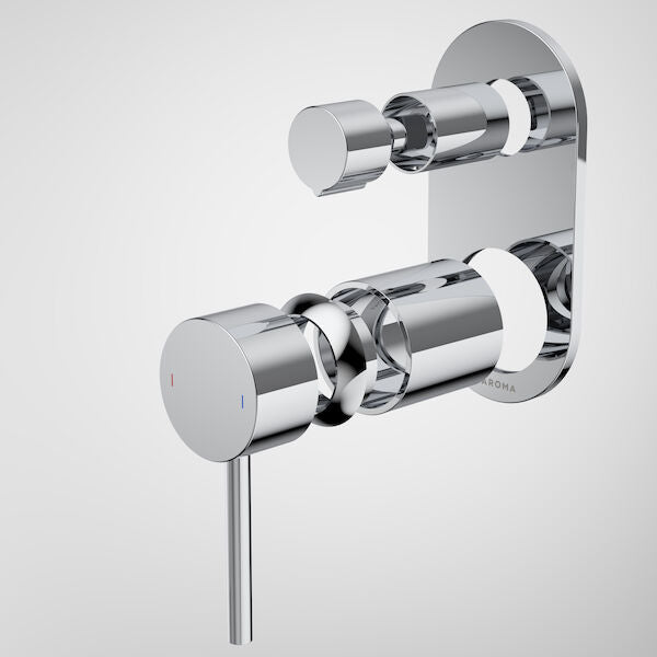 Liano II Bath / Shower Mixer With Diverter Trim Kit - Rounded Cover Plate - Chrome