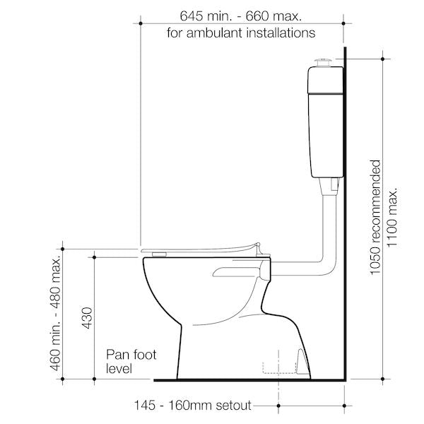 Care 200 V2 Connector (S Trap) Suite with Caravelle Care Single Flap Seat - Anthracite Grey