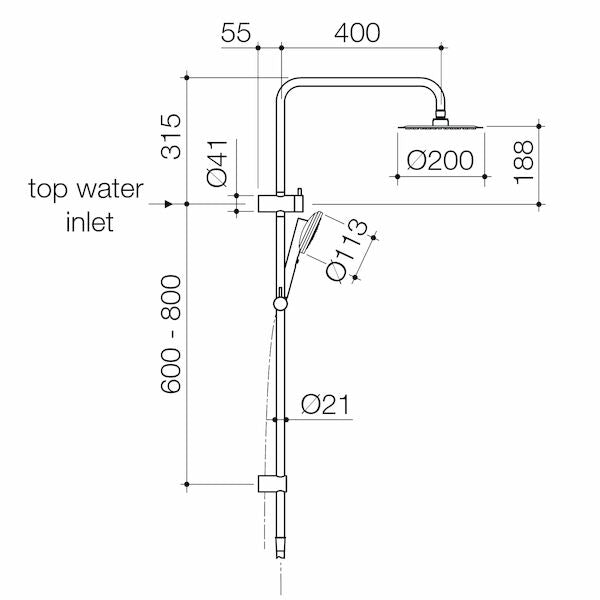 Urbane II Rail Shower with 200mm Overhead - Chrome
