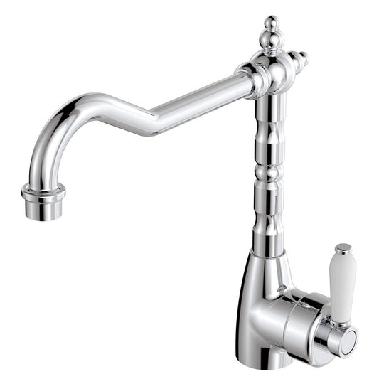 Eleanor Shepherds Crook Sink Mixer, Chrome / Ceramic