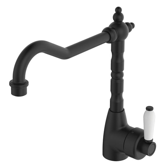 Eleanor Shepherds Crook Sink Mixer, Matte Black / Ceramic