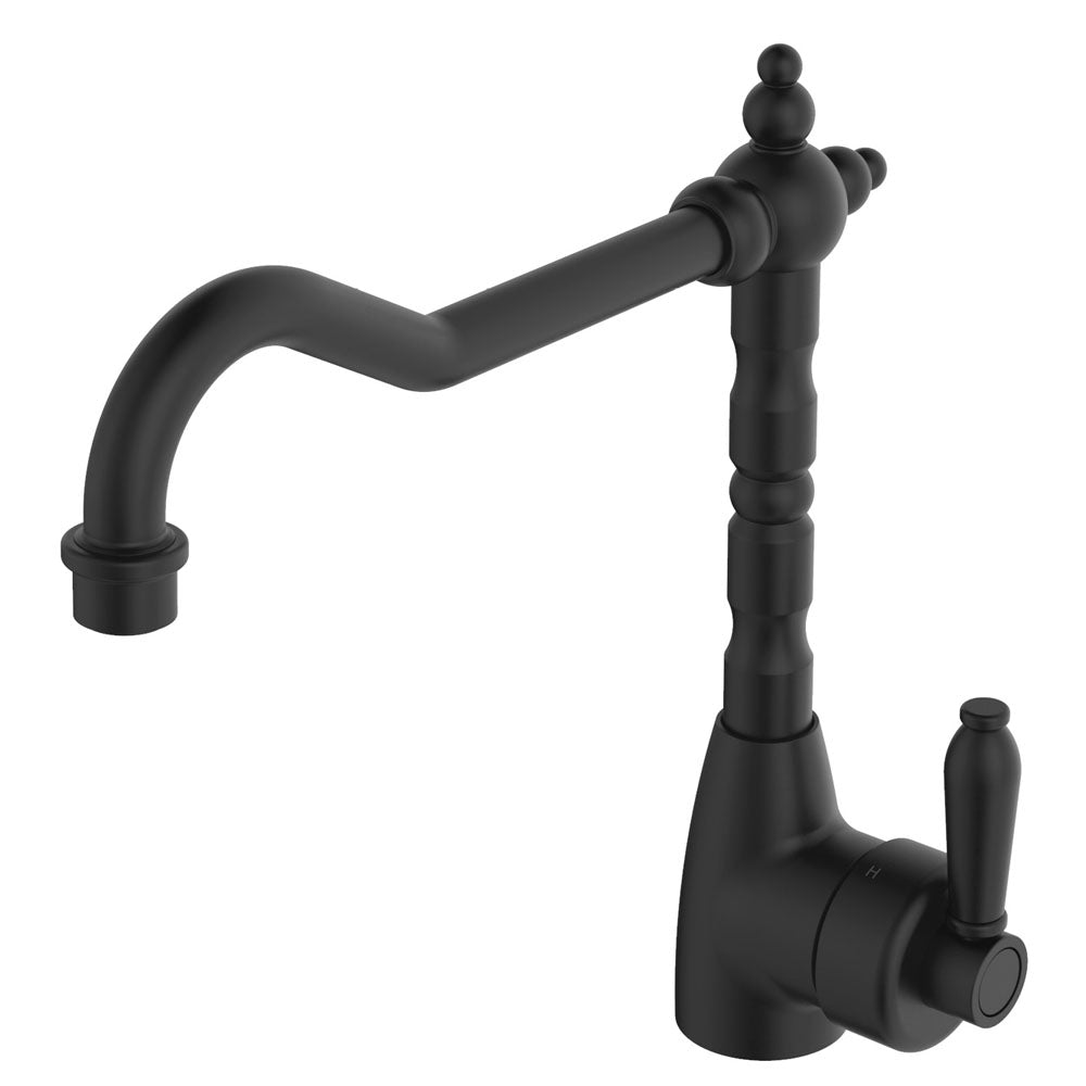 Eleanor Shepherds Crook Sink Mixer, Matte Black / Matte Black