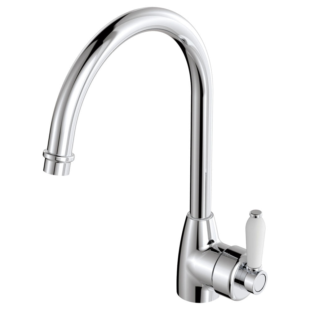 Eleanor Gooseneck Sink Mixer, Chrome / Ceramic