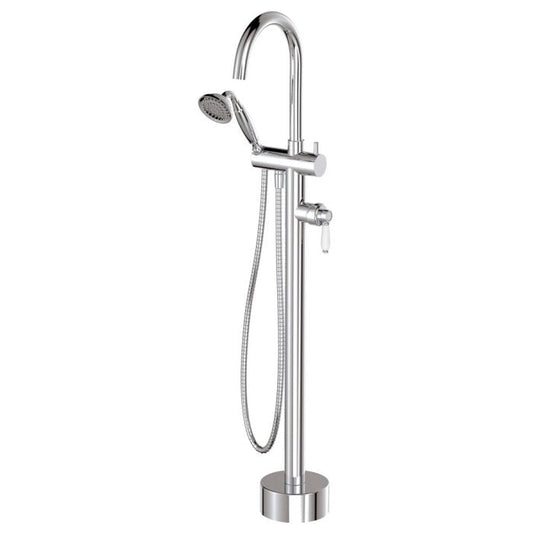 Eleanor Floor Mixer & Shower, Chrome / Ceramic