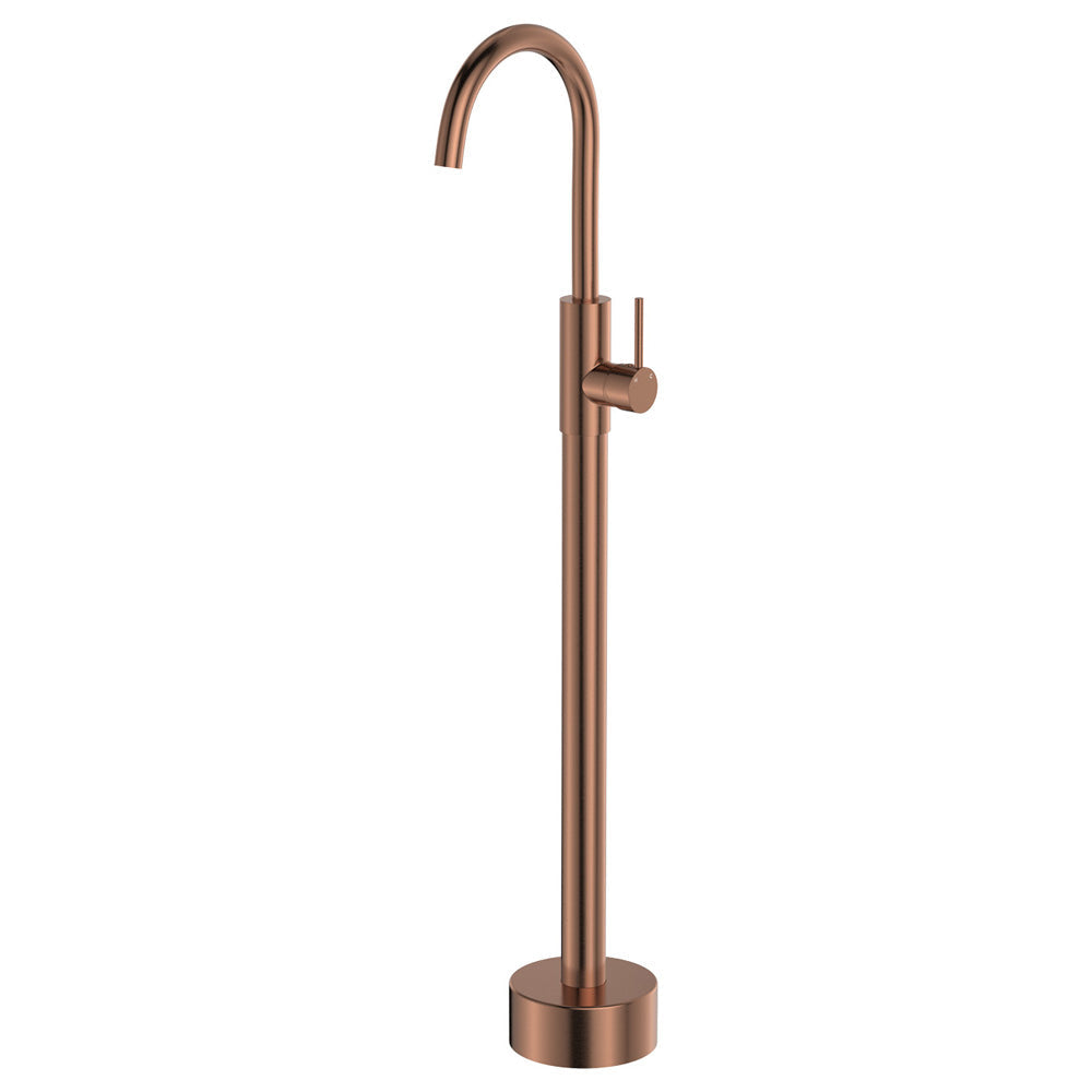 Kaya Floor Mounted Bath Mixer, Brushed Copper