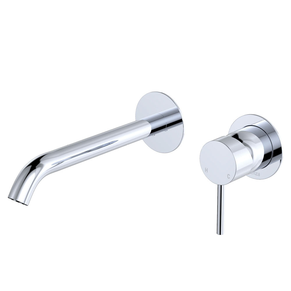 Kaya Basin/Bath Wall Mixer Set, Round Plates, 200mm Outlet, Chrome