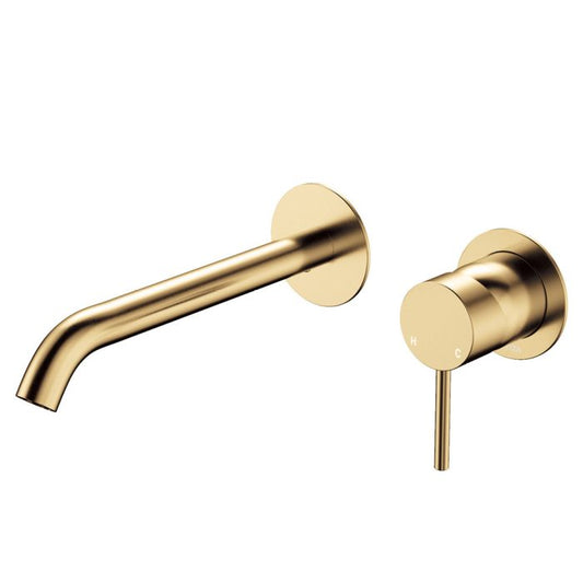 Kaya Basin/Bath Wall Mixer Set, Round Plates, 200mm Outlet, Urban Brass