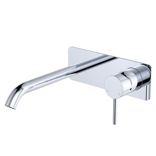 Kaya Basin/Bath Wall Mixer Set, Rectangular Plate, 200mm Outlet, Chrome