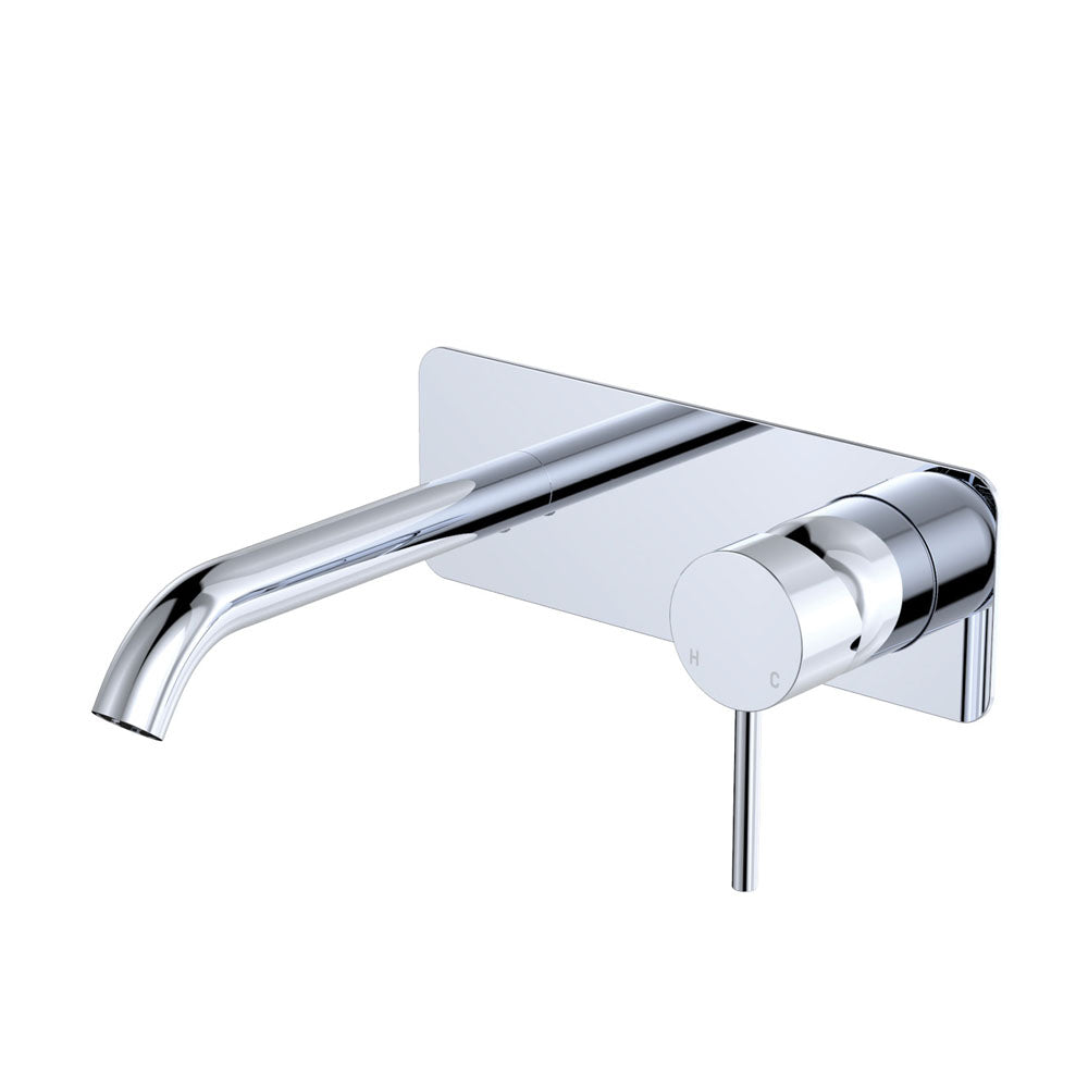 Kaya Basin/Bath Wall Mixer Set, Rectangular Plate, 160mm Outlet, Chrome