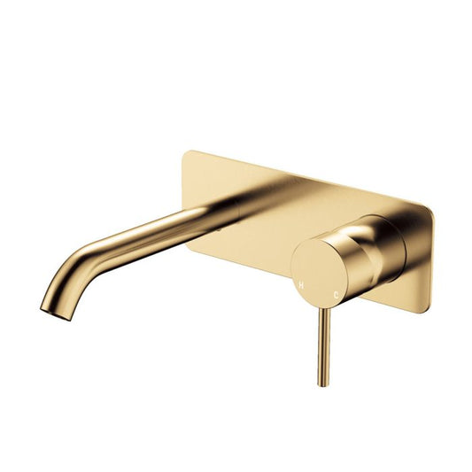 Kaya Basin/Bath Wall Mixer Set, Rectangular Plate, 160mm Outlet, Urban Brass