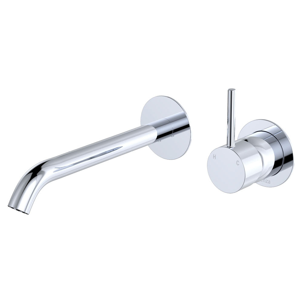 Kaya Up Basin/Bath Wall Mixer Set, Round Plates, 200mm Outlet, Chrome