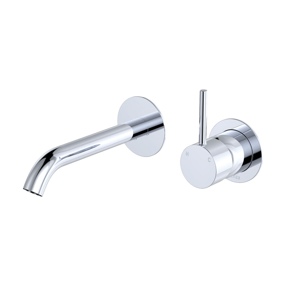 Kaya Up Basin/Bath Wall Mixer Set, Round Plates, 160mm Outlet, Chrome