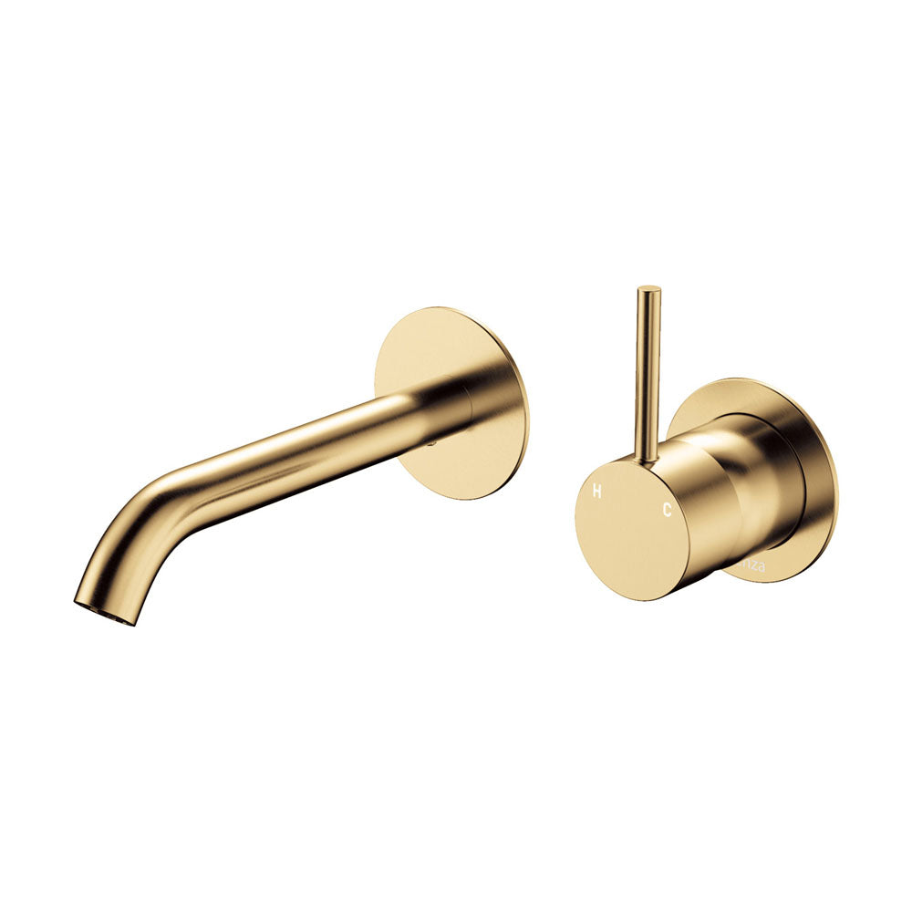 Kaya Up Basin/Bath Wall Mixer Set, Round Plates, 160mm Outlet, Urban Brass