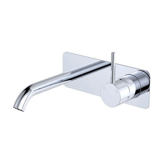 Kaya Up Basin/Bath Wall Mixer Set, Rectangular Plate, 160mm Outlet, Chrome