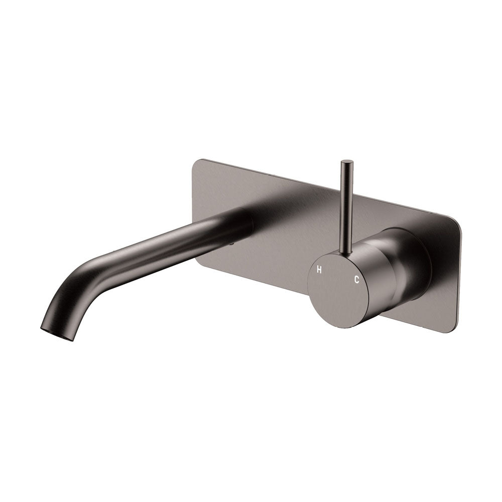 Kaya Up Basin/Bath Wall Mixer Set, Rectangular Plate, 160mm Outlet, Gun Metal