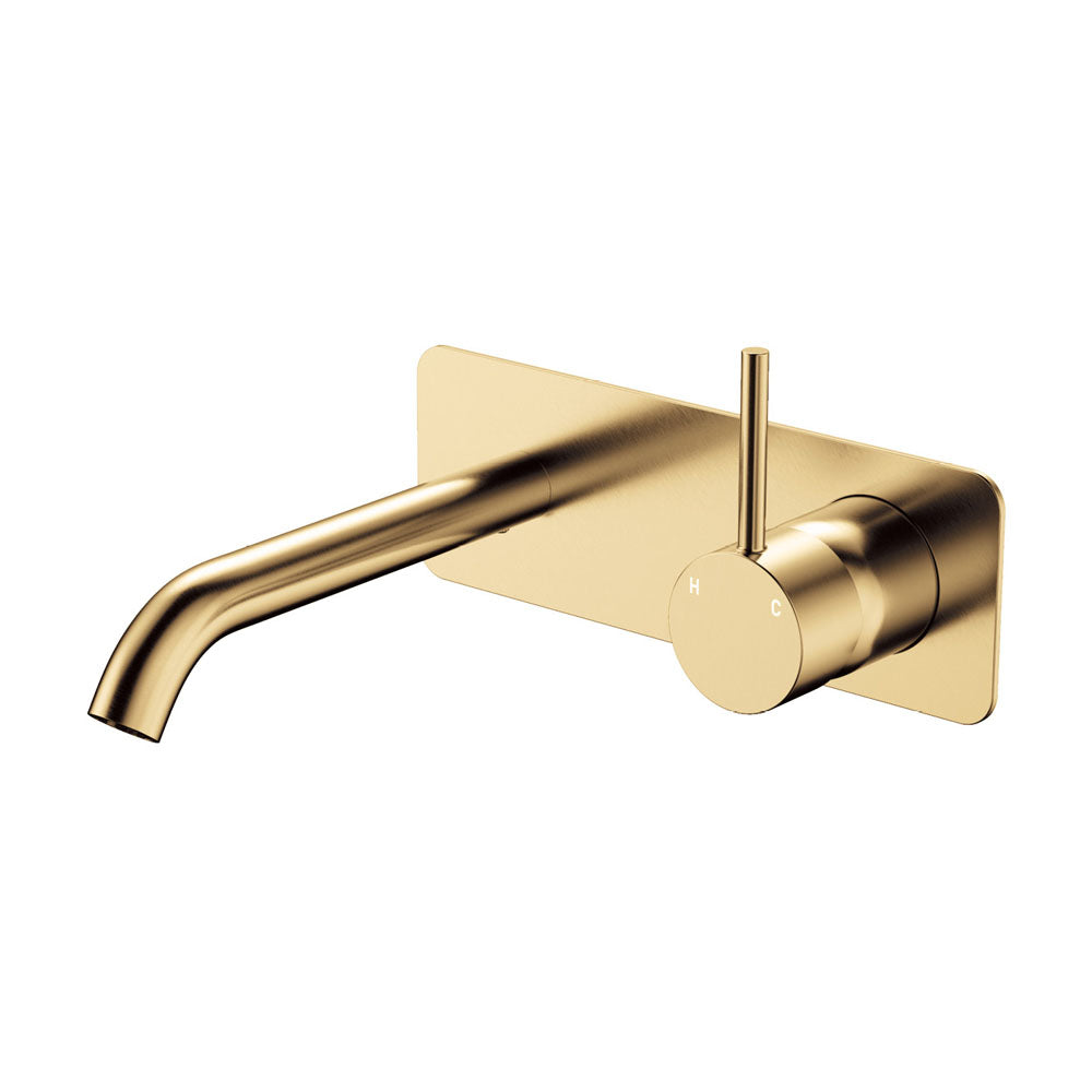 Kaya Up Basin/Bath Wall Mixer Set, Rectangular Plate, 160mm Outlet, Urban Brass