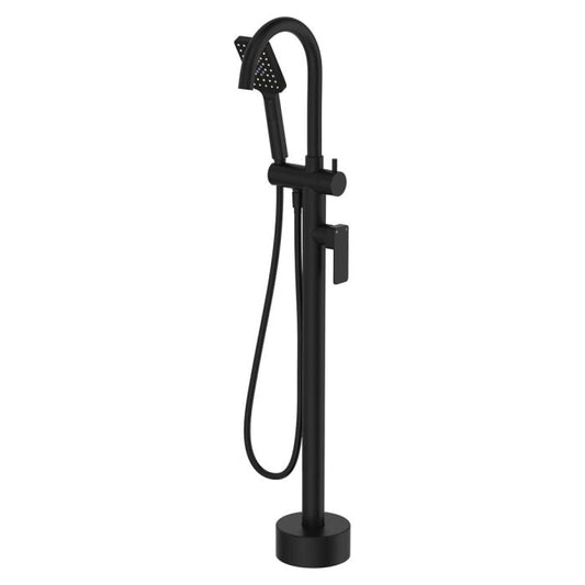 Tono Floor Mounted Bath Mixer With Hand Shower, Matte Black