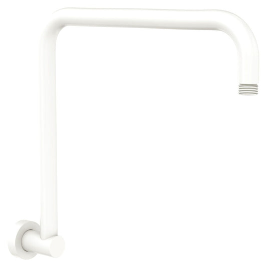 Round Fixed Gooseneck Shower Arm, Matte White