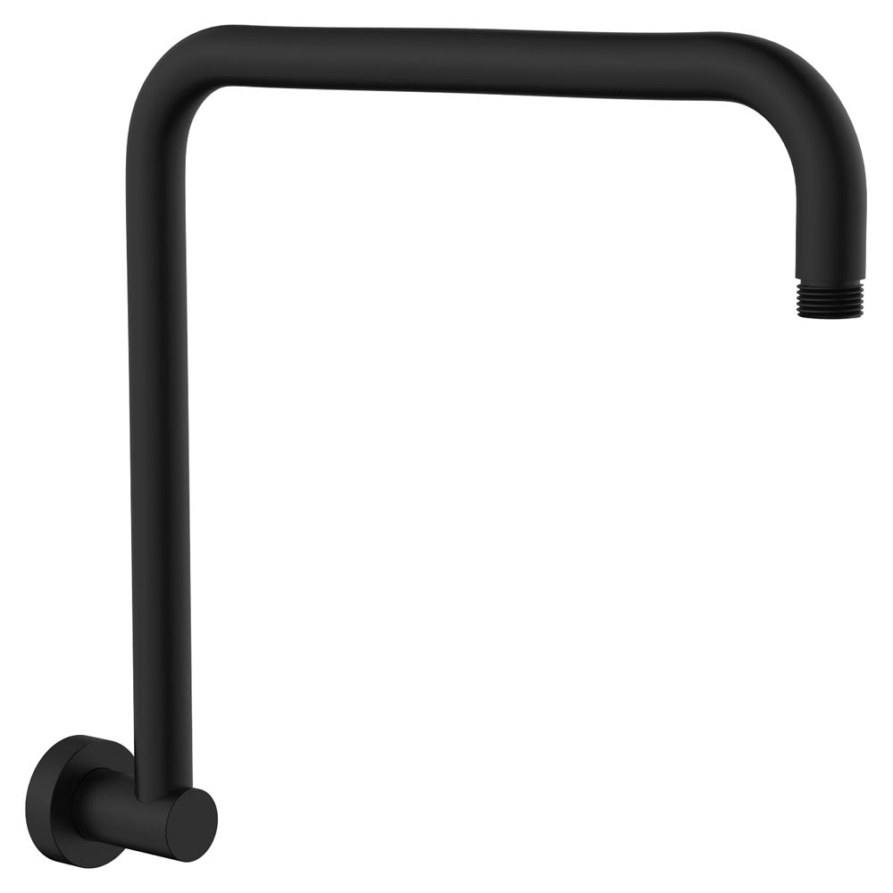 Round Fixed Gooseneck Shower Arm, Matte Black