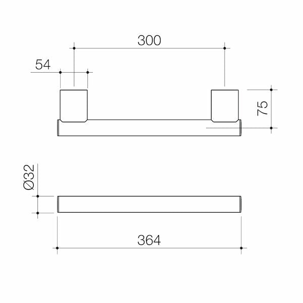 Opal Support Rail 300mm Straight - Chrome