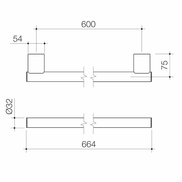 Opal Support Rail 600mm Straight - Chrome