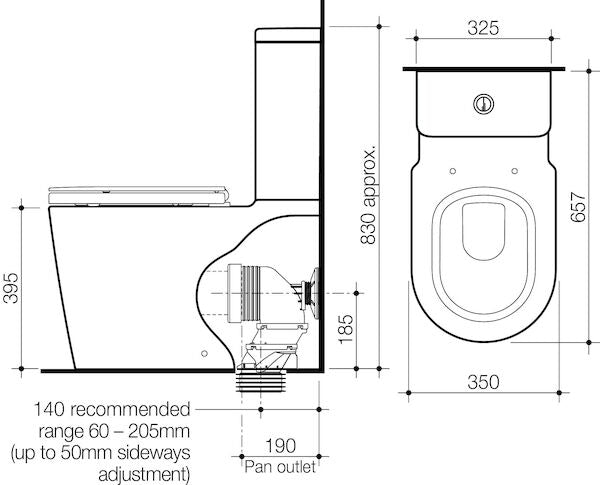 Liano CleanFlush® Wall Faced Close Coupled Back Entry Toilet Suite