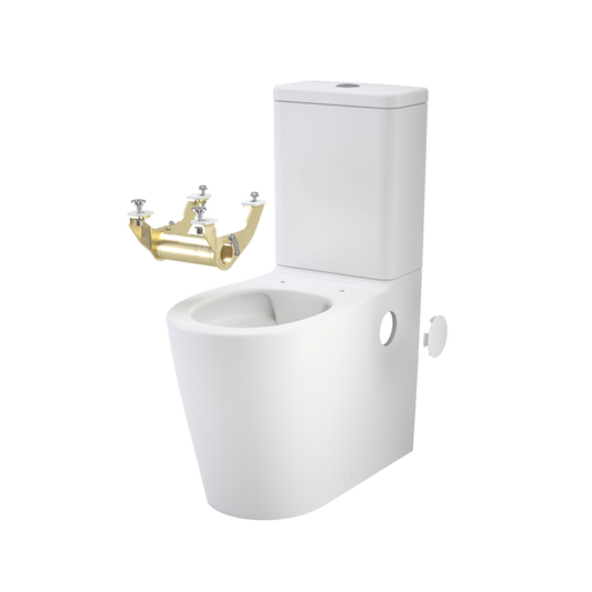 Care 660 Cleanflush Wall Faced Close Coupled Easy Height BE Suite with Armrest Mounting Kit - with GermGard®