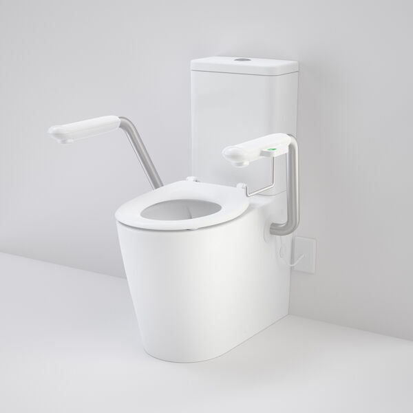 Care 660 Cleanflush Wall Faced Close Coupled Easy Height BI Suite with Nurse Call Armrests Left and Caravelle Single Flap Seat White