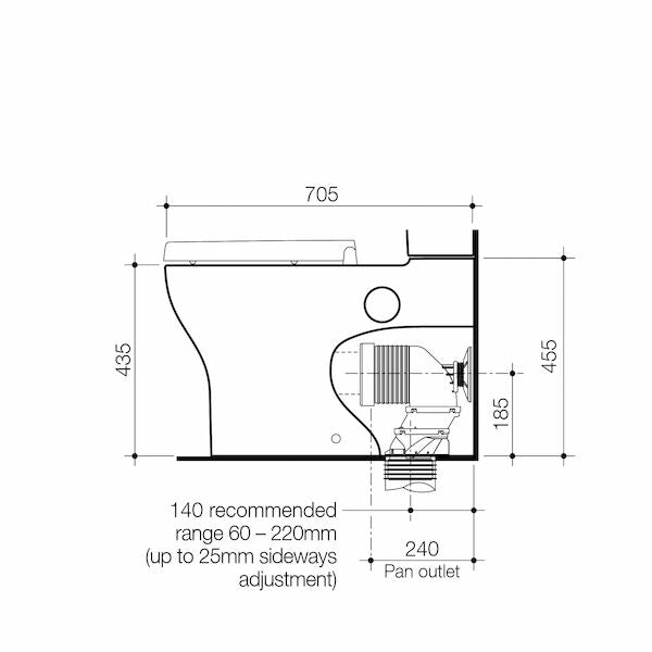 Opal Cleanflush Easy Height Wall Faced Couple Pan with Armrest Holes