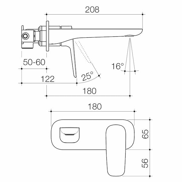 Contura II Wall Basin/Bath Mixer 180mm - Chrome