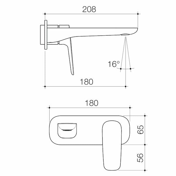 Contura II Wall Basin/Bath Mixer 180mm - Trim Kit - Chrome