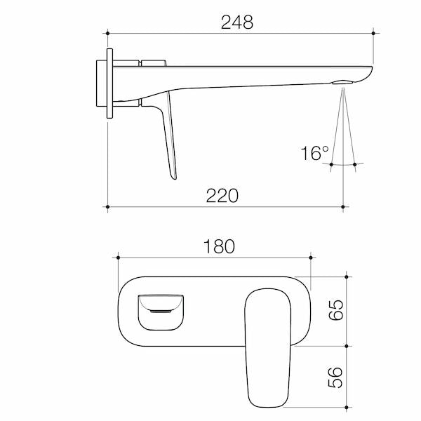 Contura II Wall Basin/Bath Mixer 220mm - Trim Kit - Chrome