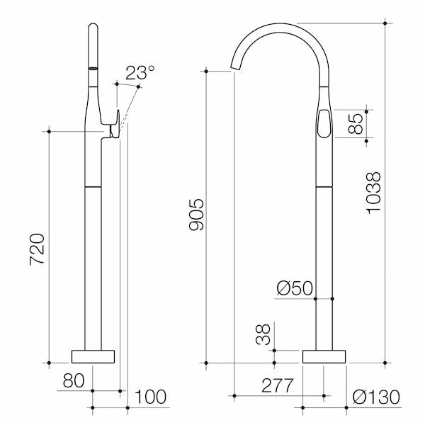 Contura II Freestanding Bath Filler - Trim Kit - Chrome