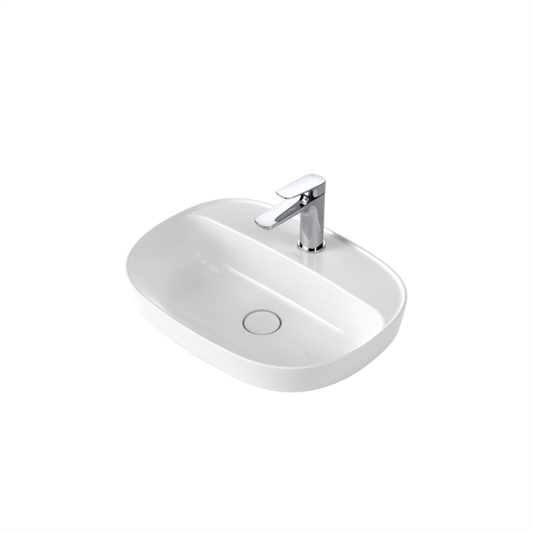 Contura II 530mm Inset Basin with Tap Landing (1 Tap Hole) - White