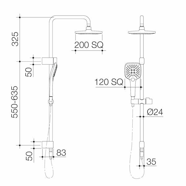 Luna SYS O/H Shower On Rail Chrome