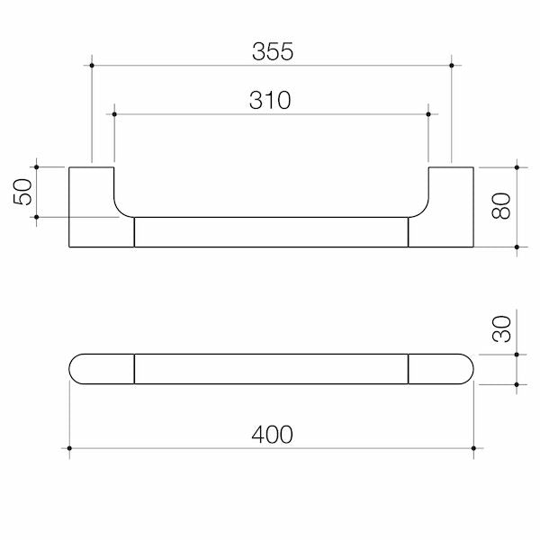 Urbane II Universal Rail Straight 400mm - Brushed Brass