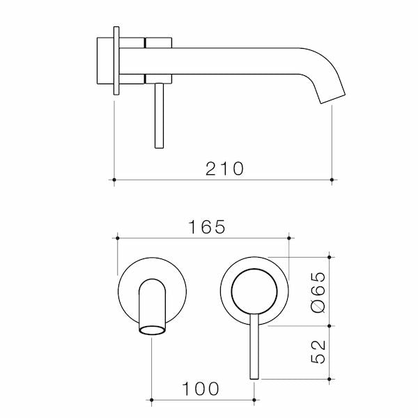 Liano II 210mm Wall Basin / Bath Trim Kit - 2 x Round Cover Plates - Brushed Brass