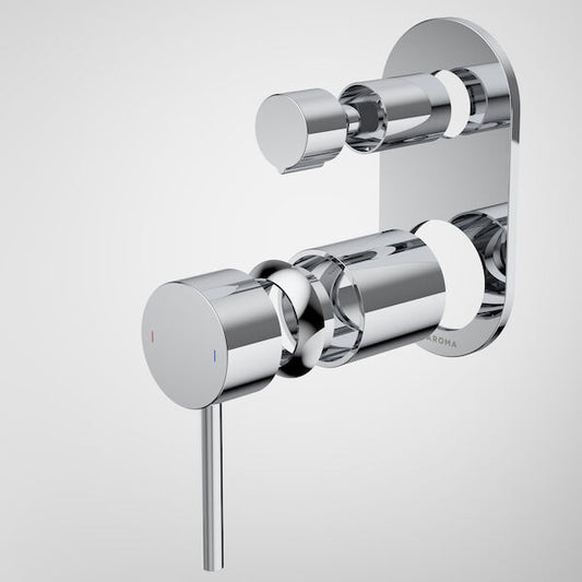 Liano II Bath / Shower Mixer With Diverter Trim Kit - Rounded Cover Plate - Chrome