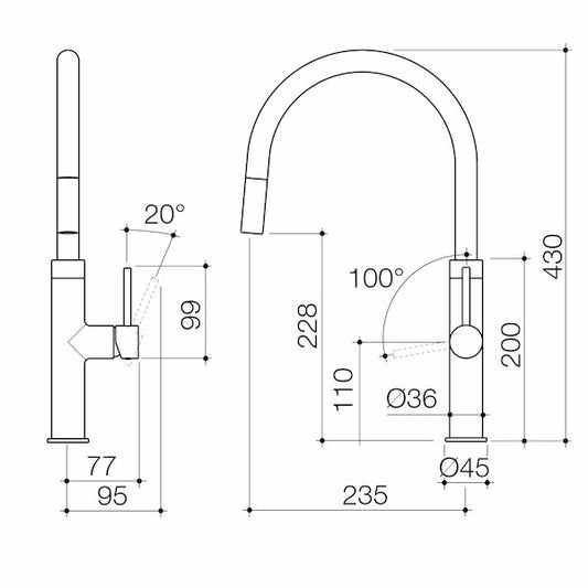 Liano II Pull Out Sink Mixer - Brushed Brass - Lead Free