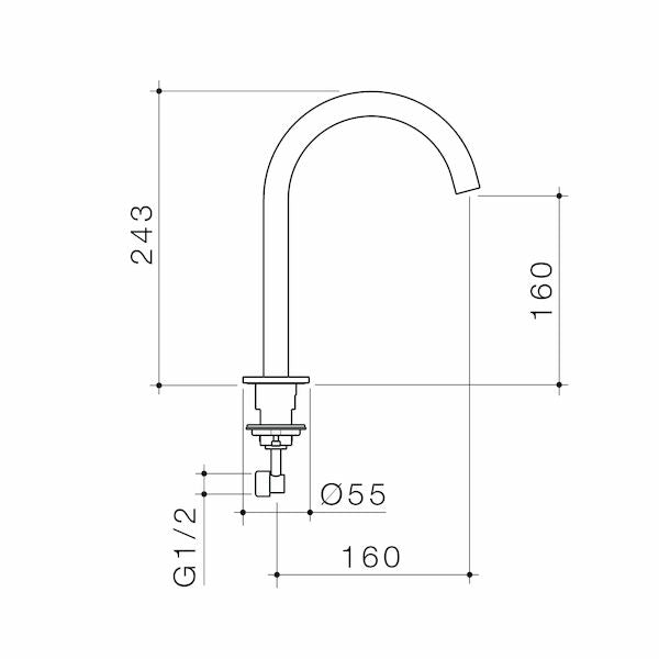 Liano II Hob Swivel Outlet 160mm - Chrome